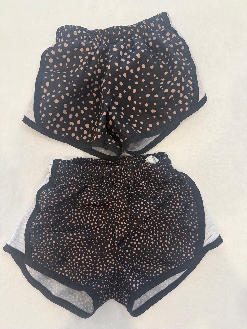 2 Pairs Nike Black Athletic Shorts with Tan Spot Print